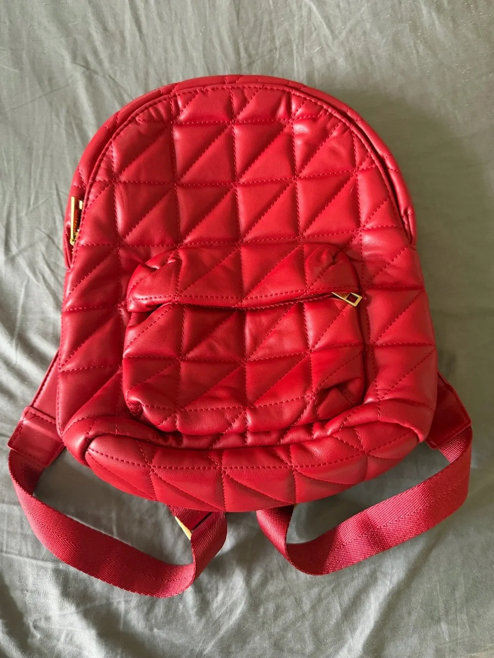 Zara Quilted Faux Leather Backpack Red EUC